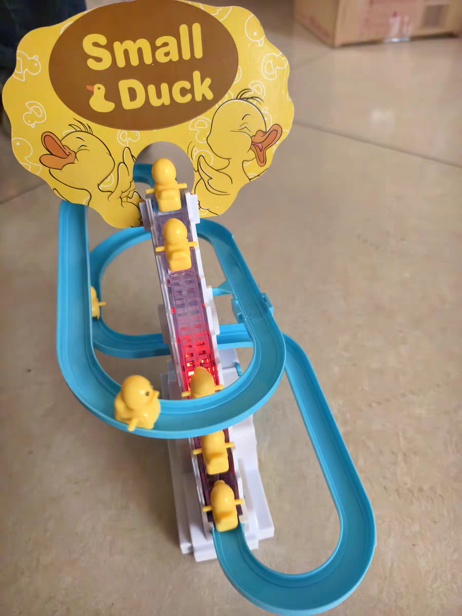 Baby Duck Climbing Stairs Toy 🐥 Electric Slide & Music Track Playset