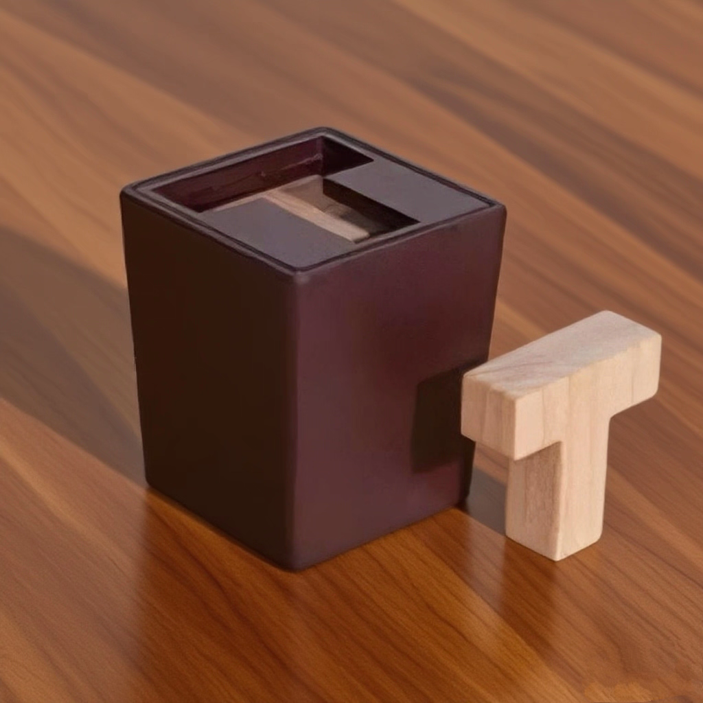 Wooden T-Puzzle Brain Teaser 🧩 Creative IQ Block Challenge Toy