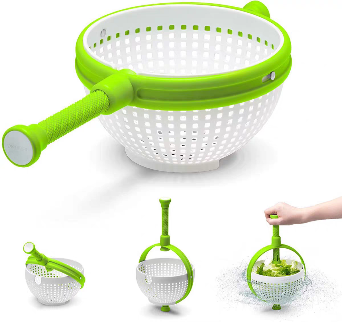 Rotating Salad Spinner 🥗 Fruit & Vegetable Washer Drain Basket Kitchen Tool