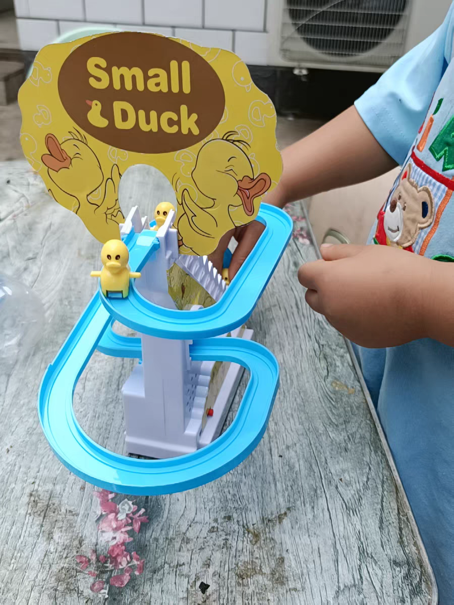Baby Duck Climbing Stairs Toy 🐥 Electric Slide & Music Track Playset