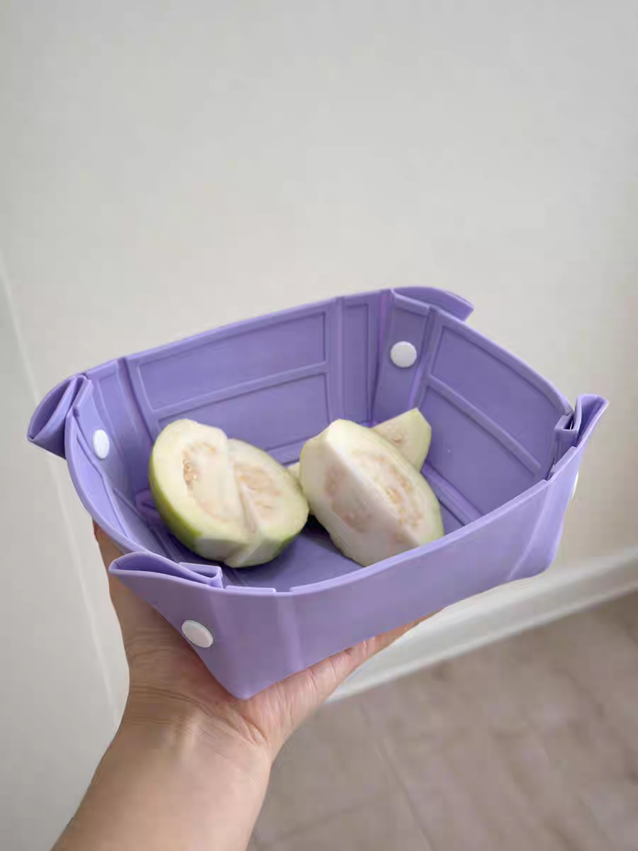 Portable Folding Silicone Bowl 🍲 Travel Outdoor Fruit Plate Cutting Board Basket