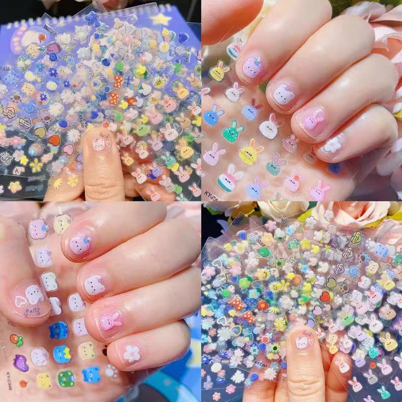 Kids Cartoon Nail Stickers 🐰 Waterproof Princess Bunny Nail Art for Girls
