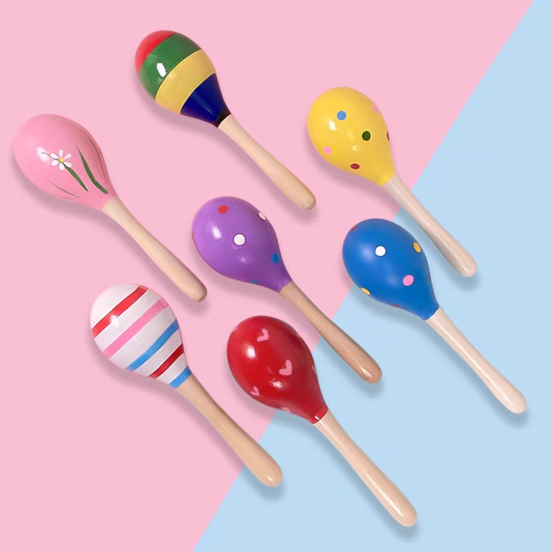 Wooden Baby Maracas Rattle 🎶 Red Egg Shaker Rhythm Toy for Kids & Toddlers
