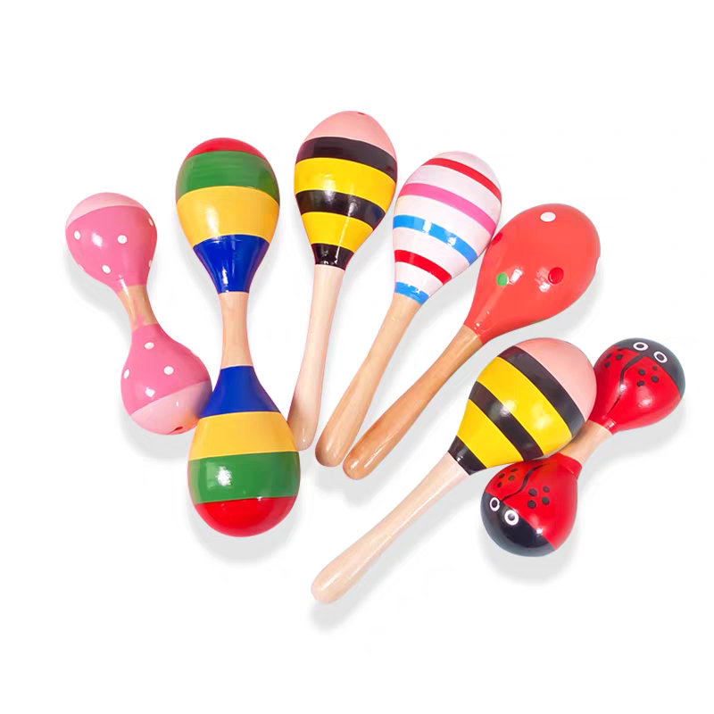 Wooden Baby Maracas Rattle 🎶 Red Egg Shaker Rhythm Toy for Kids & Toddlers