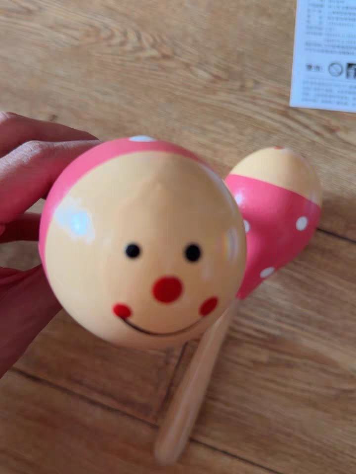 Wooden Baby Maracas Rattle 🎶 Red Egg Shaker Rhythm Toy for Kids & Toddlers