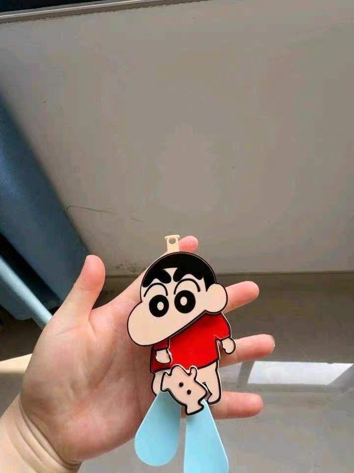 Crayon Shin-chan Handheld Fan 🌬️ Cute Cartoon Double-Blade Manual Summer Fan