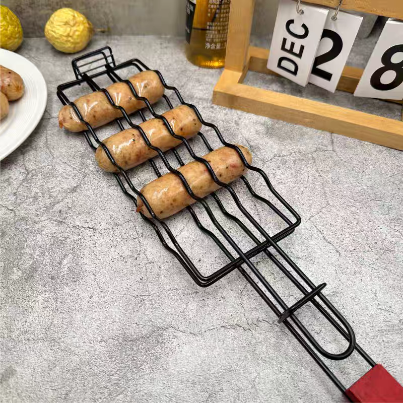 BBQ Grill Basket π Non-Stick Sausage & Fish Grilling Clamp for Outdoor Cooking