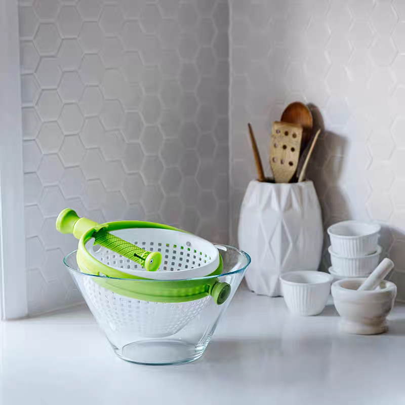 Rotating Salad Spinner Fruit & Vegetable Washer Drain Basket Kitchen Tool