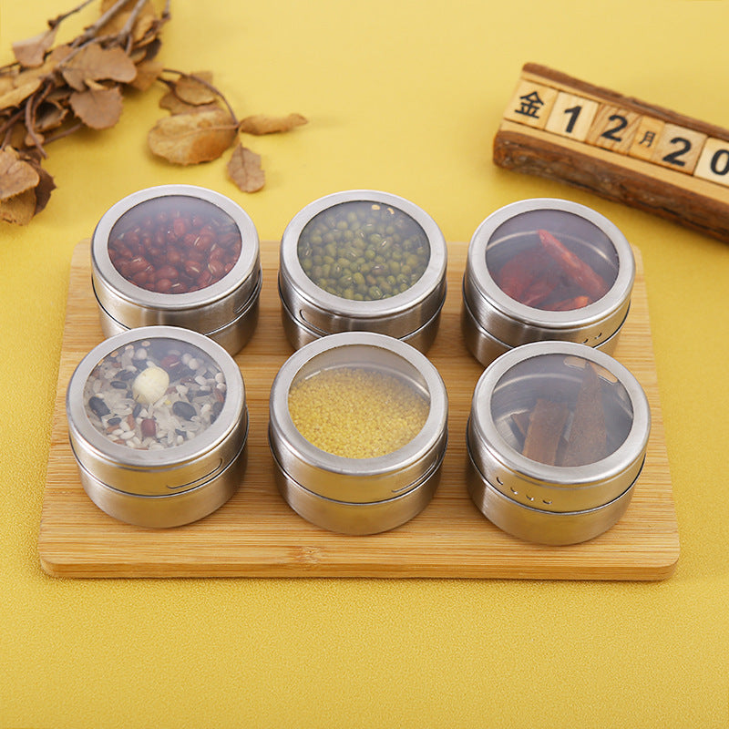 Stainless Steel Spice Jar 🌿 Visible Dustproof Seasoning Container Kitchen Organizer
