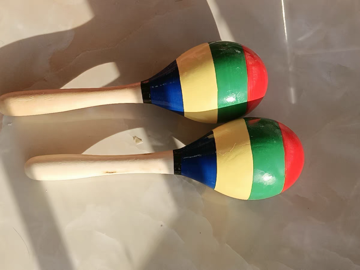 Wooden Baby Maracas Rattle 🎶 Red Egg Shaker Rhythm Toy for Kids & Toddlers
