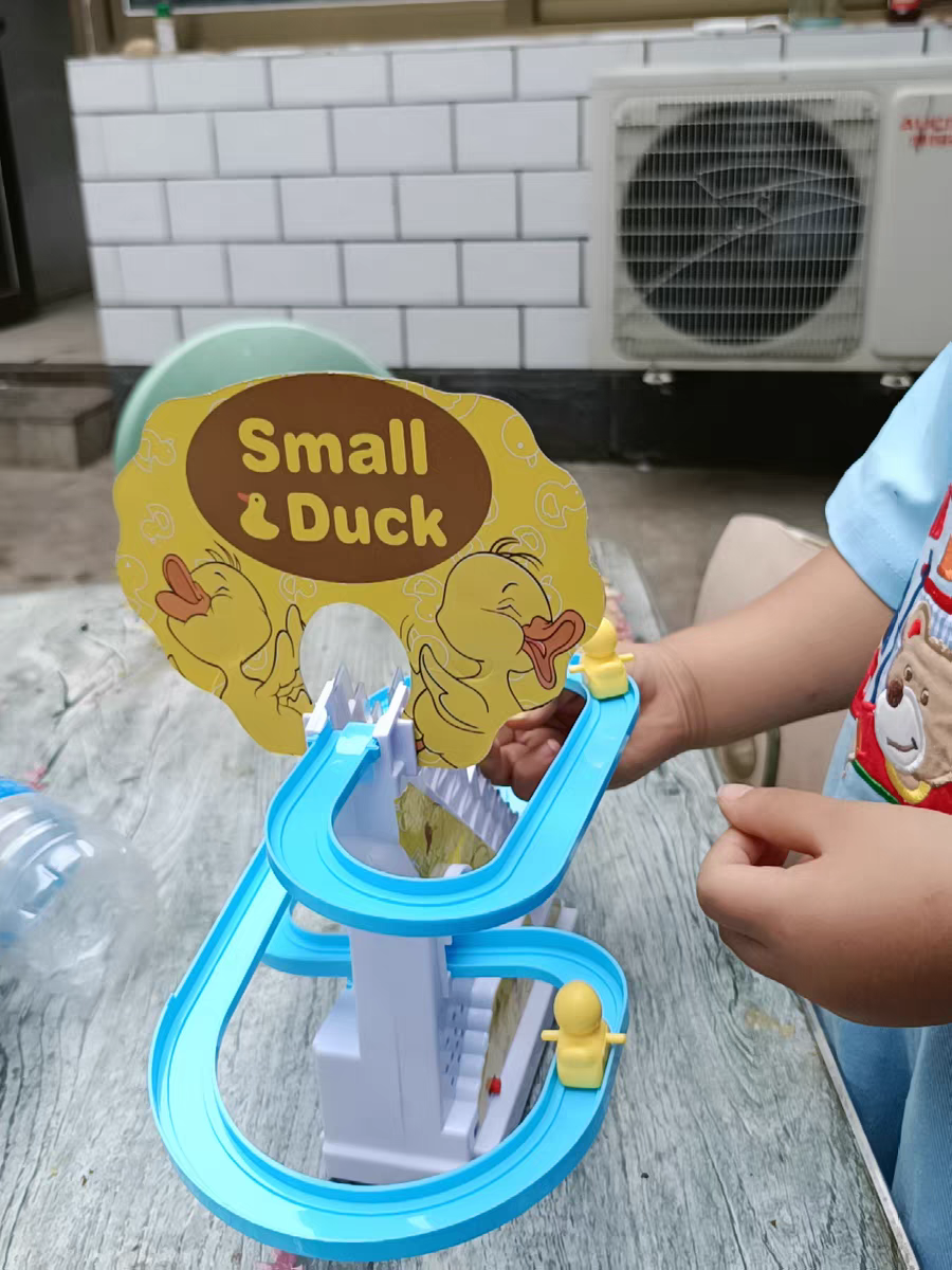 Baby Duck Climbing Stairs Toy 🐥 Electric Slide & Music Track Playset
