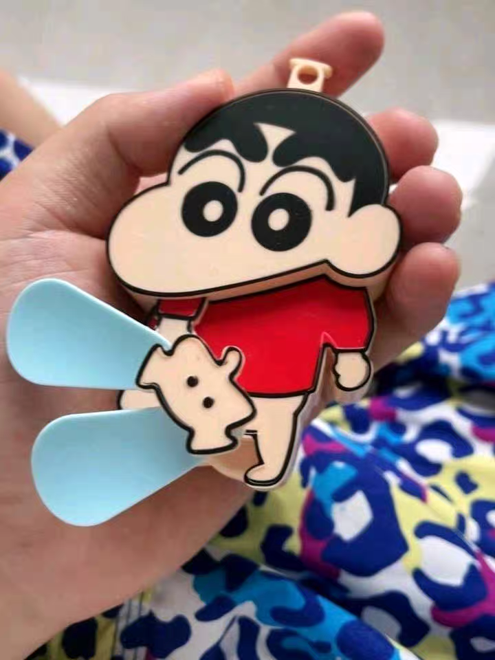 Crayon Shin-chan Handheld Fan 🌬️ Cute Cartoon Double-Blade Manual Summer Fan