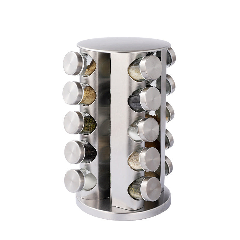 Rotating Spice Rack 🌿 Stainless Steel Seasoning Organizer Kitchen Storage Bottles