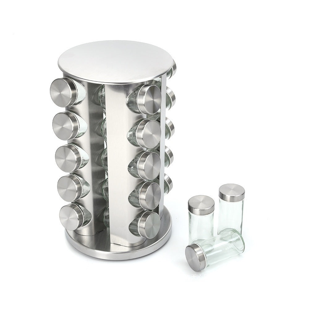Rotating Spice Rack 🌿 Stainless Steel Seasoning Organizer Kitchen Storage Bottles
