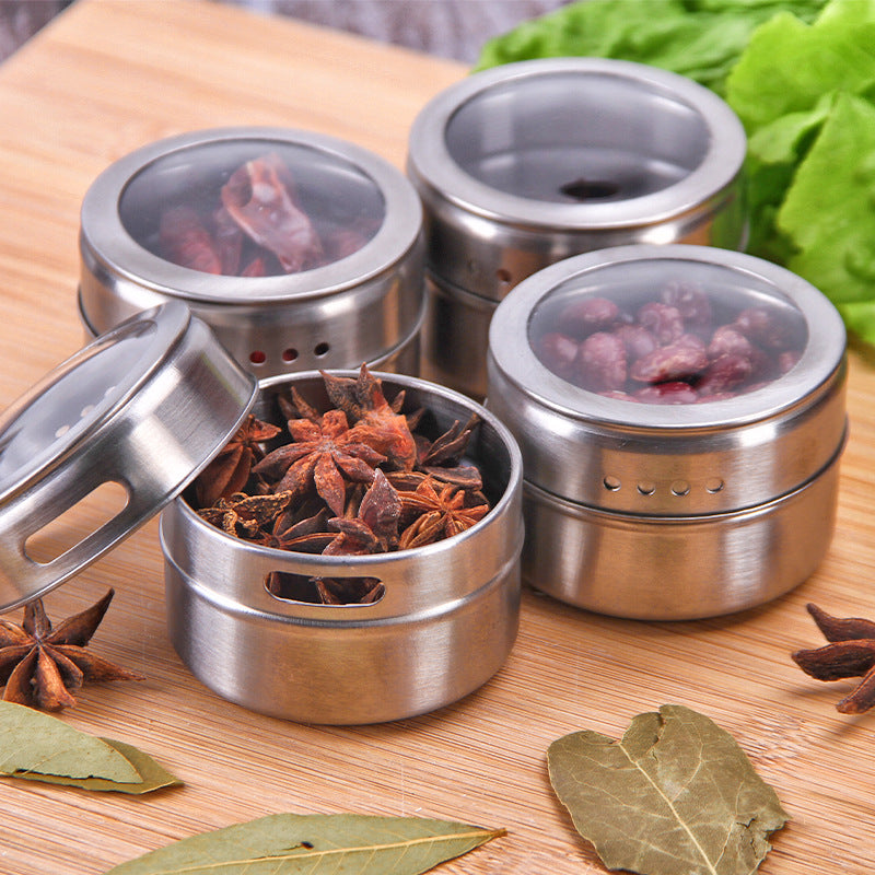 Stainless Steel Spice Jar 🌿 Visible Dustproof Seasoning Container Kitchen Organizer