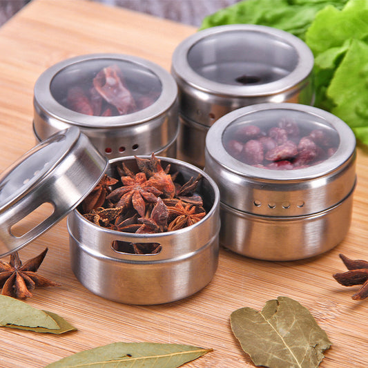 Stainless Steel Spice Jar 🌿 Visible Dustproof Seasoning Container Kitchen Organizer
