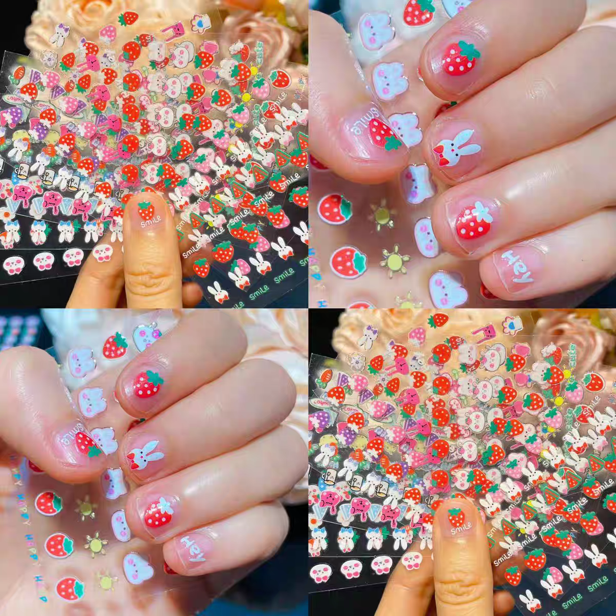 Kids Cartoon Nail Stickers 🐰 Waterproof Princess Bunny Nail Art for Girls