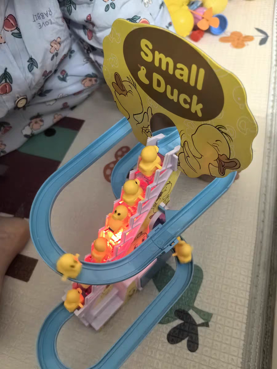 Baby Duck Climbing Stairs Toy 🐥 Electric Slide & Music Track Playset