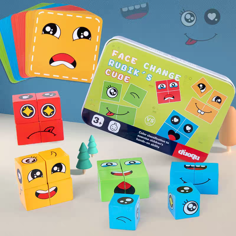 Face Changing Cube Game 🎭 Wooden Puzzle Blocks Kids Family Party Toy