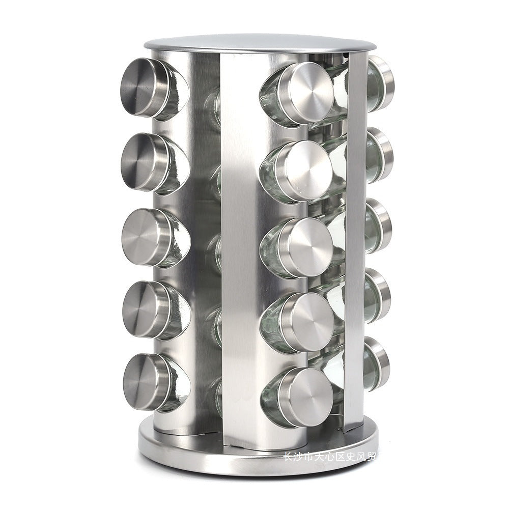 Rotating Spice Rack 🌿 Stainless Steel Seasoning Organizer Kitchen Storage Bottles