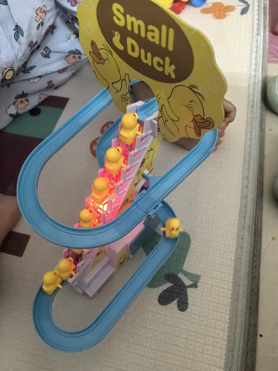Baby Duck Climbing Stairs Toy 🐥 Electric Slide & Music Track Playset