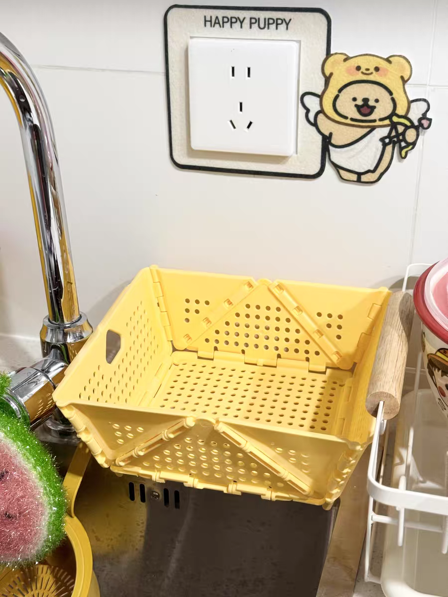 Collapsible Sink Strainer Basket  Foldable Kitchen Wash Basin & Fruit Drainer