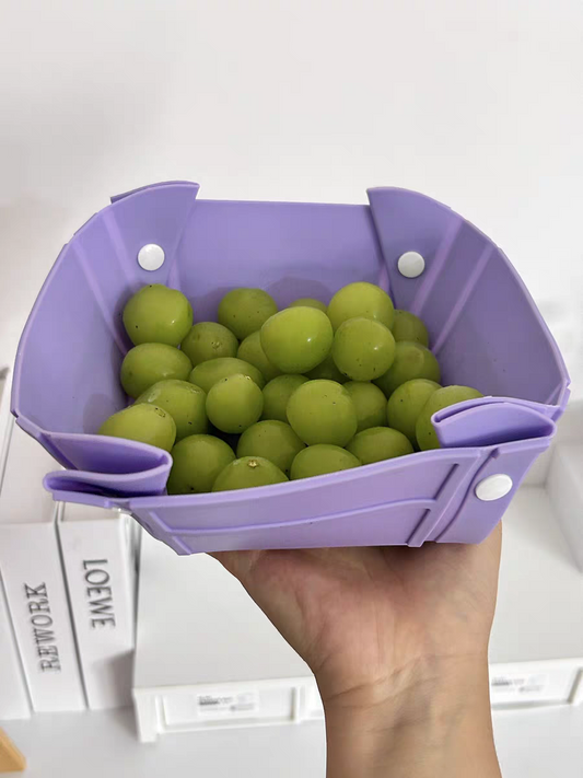 Portable Folding Silicone Bowl 🍲 Travel Outdoor Fruit Plate Cutting Board Basket
