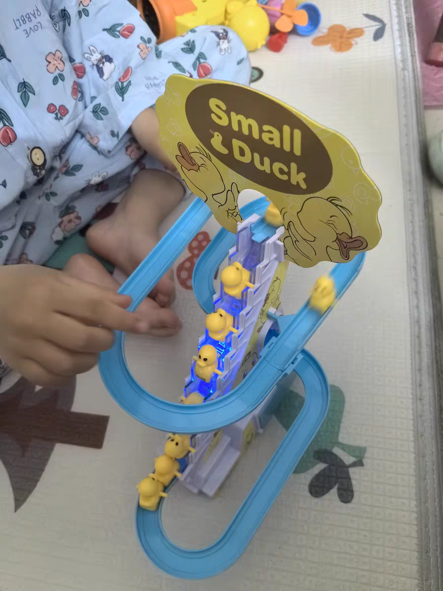 Baby Duck Climbing Stairs Toy 🐥 Electric Slide & Music Track Playset