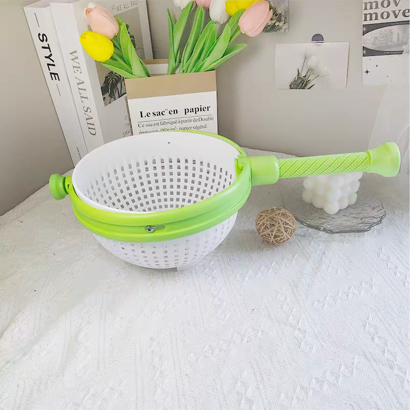 Rotating Salad Spinner Fruit & Vegetable Washer Drain Basket Kitchen Tool