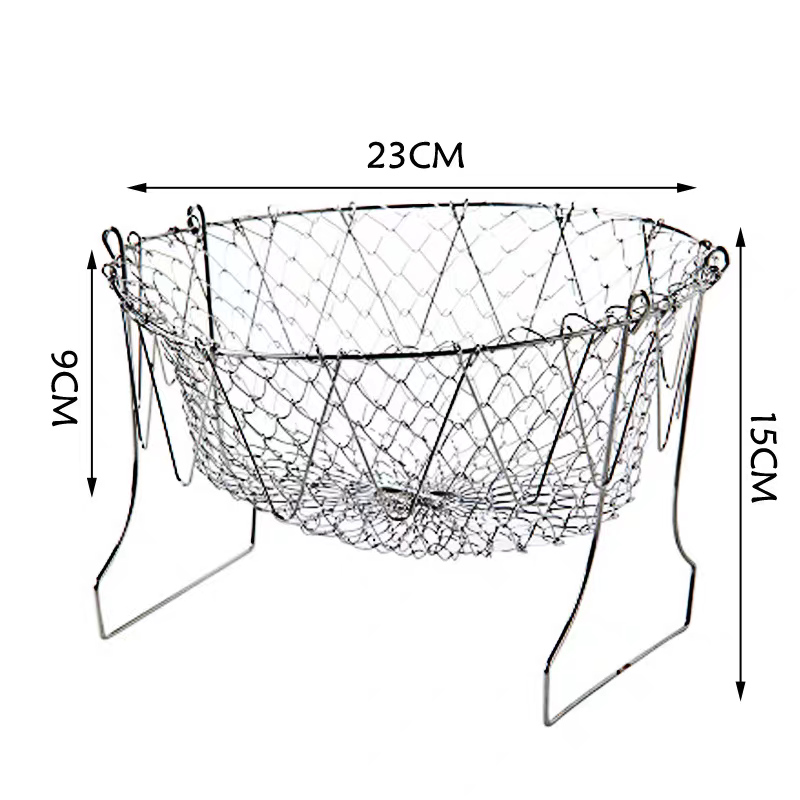 304 Stainless Steel Folding Fry Basket 🍟 Multi-Purpose Kitchen Strainer