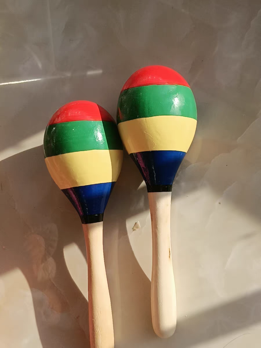 Wooden Baby Maracas Rattle 🎶 Red Egg Shaker Rhythm Toy for Kids & Toddlers
