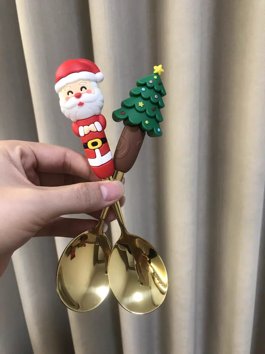 Christmas Gift Set 🎄 Cute Cartoon Spoon & Fork Box Set Stainless Steel