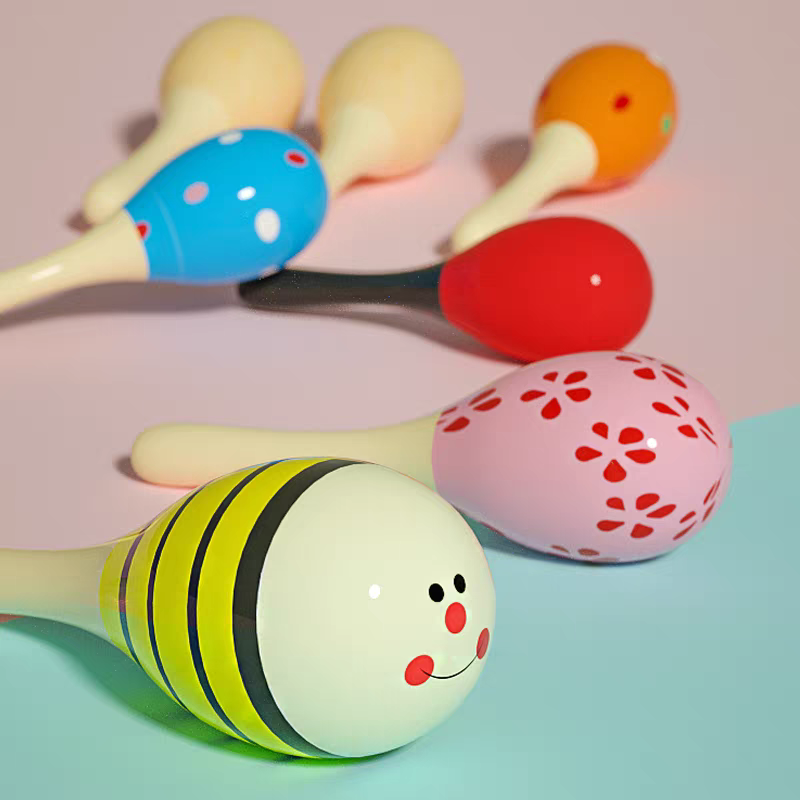 Wooden Baby Maracas Rattle 🎶 Red Egg Shaker Rhythm Toy for Kids & Toddlers