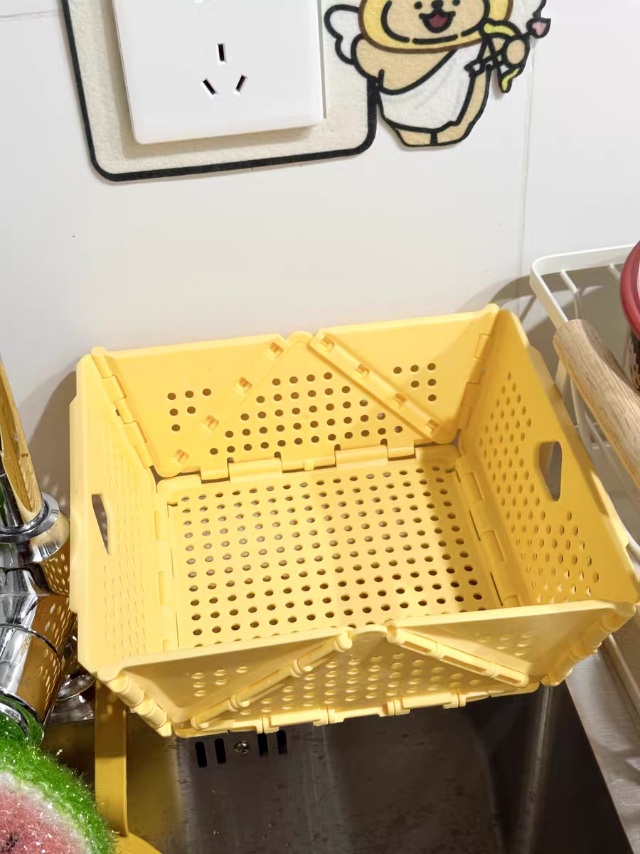 Collapsible Sink Strainer Basket  Foldable Kitchen Wash Basin & Fruit Drainer