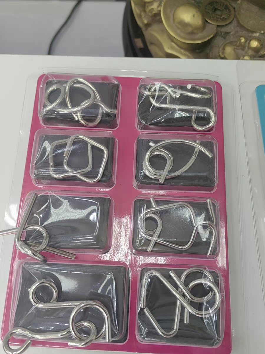 8 Rings Puzzle Set 🔗 Classic Brain Teaser Metal Unlock Toy 24-Piece Kit