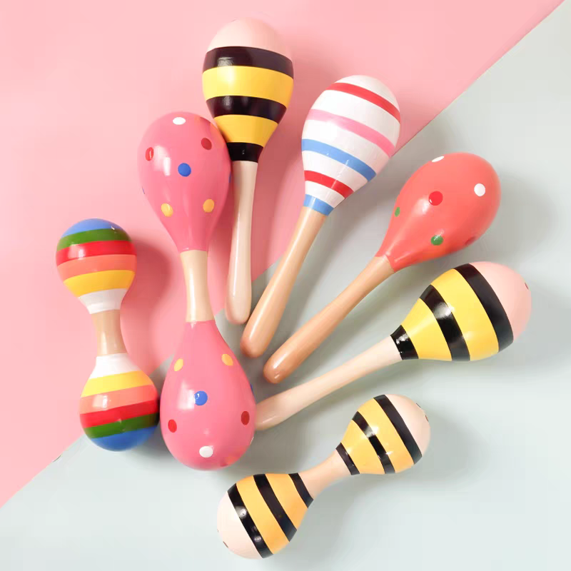 Wooden Baby Maracas Rattle 🎶 Red Egg Shaker Rhythm Toy for Kids & Toddlers