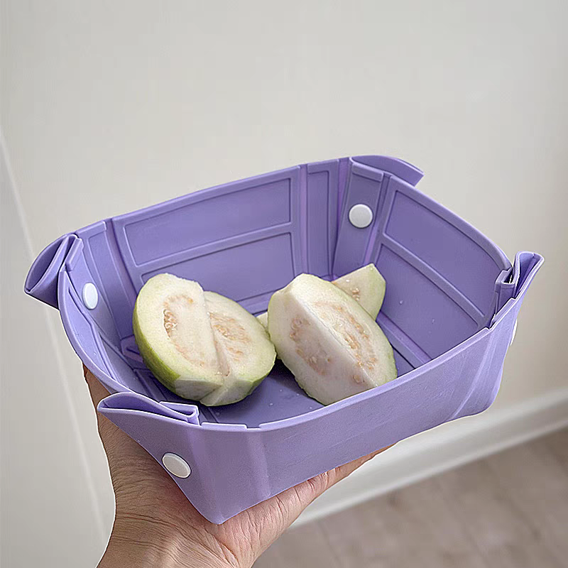 Portable Folding Silicone Bowl 🍲 Travel Outdoor Fruit Plate Cutting Board Basket
