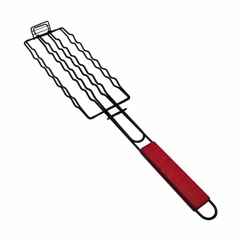 BBQ Grill Basket 🍖 Non-Stick Sausage & Fish Grilling Clamp for Outdoor Cooking