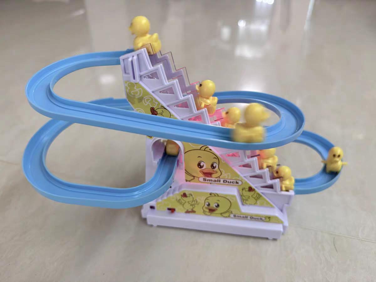 Baby Duck Climbing Stairs Toy 🐥 Electric Slide & Music Track Playset