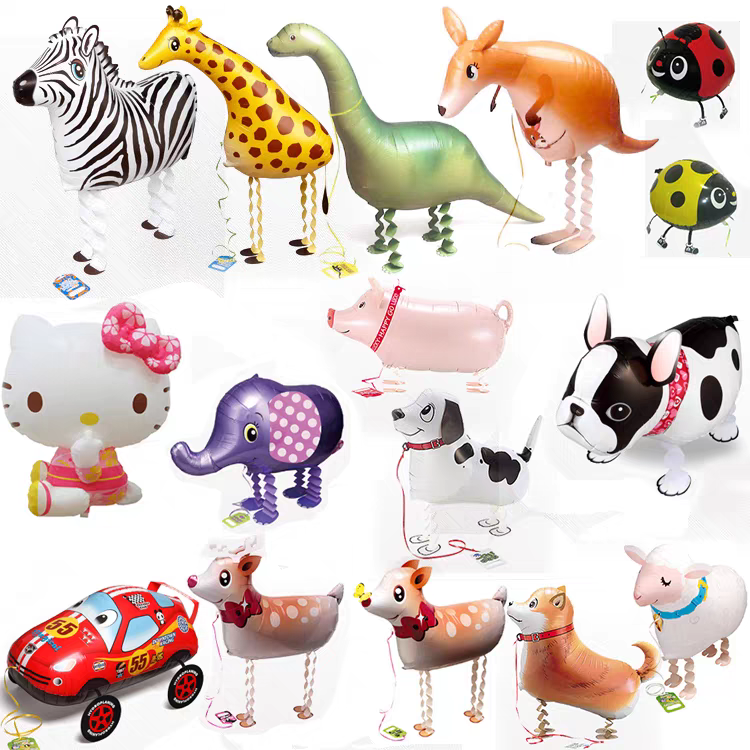 SAG Japan Walking Animal Balloon 🎈 Cute Birthday Party Gift (Dog, Dino, Zebra)