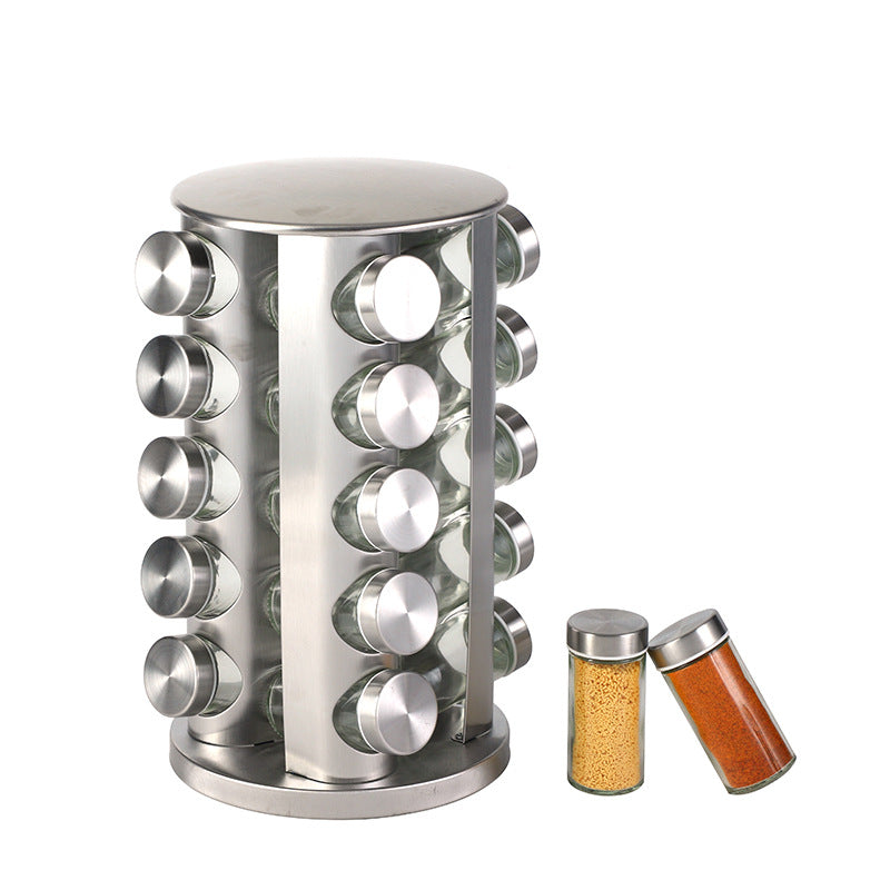 Rotating Spice Rack 🌿 Stainless Steel Seasoning Organizer Kitchen Storage Bottles