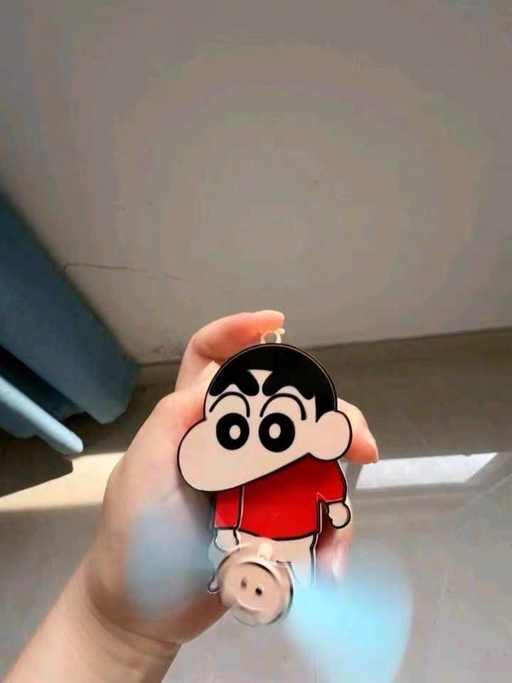 Crayon Shin-chan Handheld Fan 🌬️ Cute Cartoon Double-Blade Manual Summer Fan