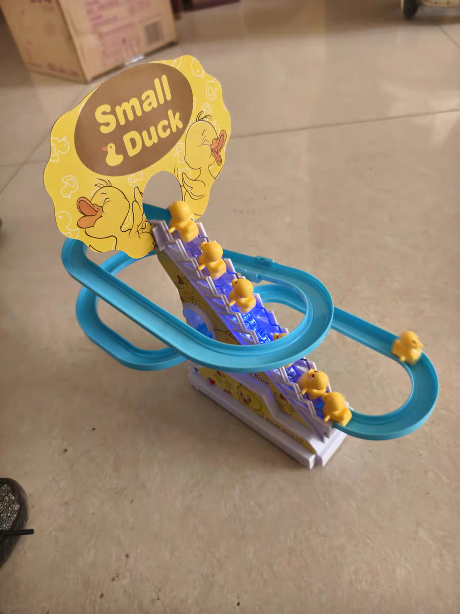 Baby Duck Climbing Stairs Toy 🐥 Electric Slide & Music Track Playset