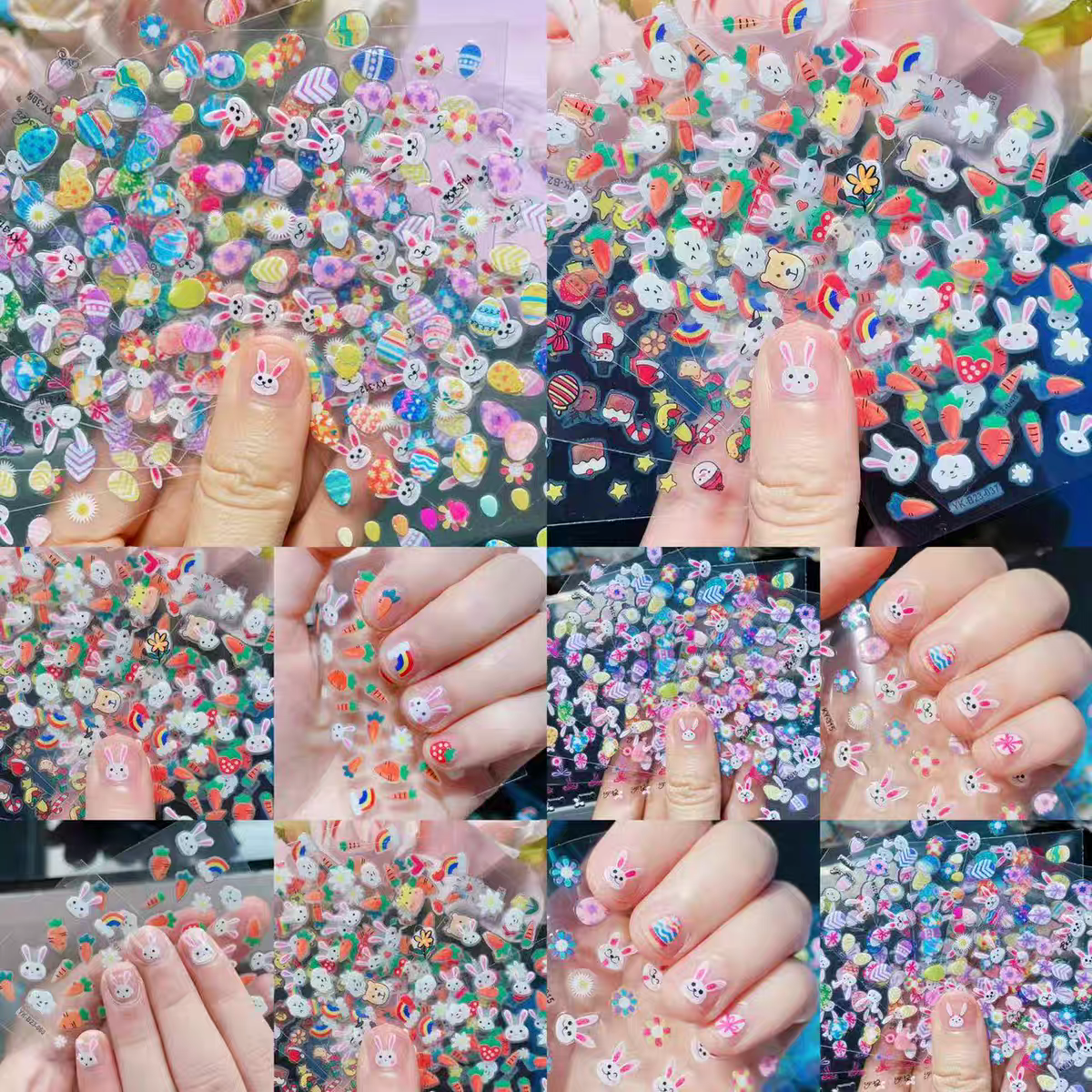 Kids Cartoon Nail Stickers 🐰 Waterproof Princess Bunny Nail Art for Girls