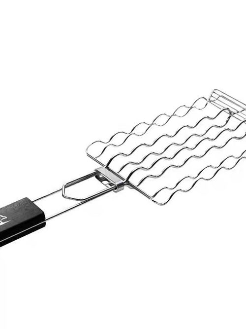 BBQ Grill Basket Non-Stick Sausage & Fish Grilling Clamp for Outdoor Cooking