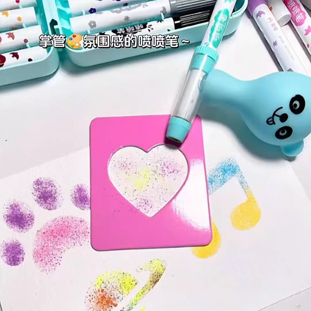 Kids Spray Pen Set 🎨 12/24 Colors Washable Airbrush Marker Toy