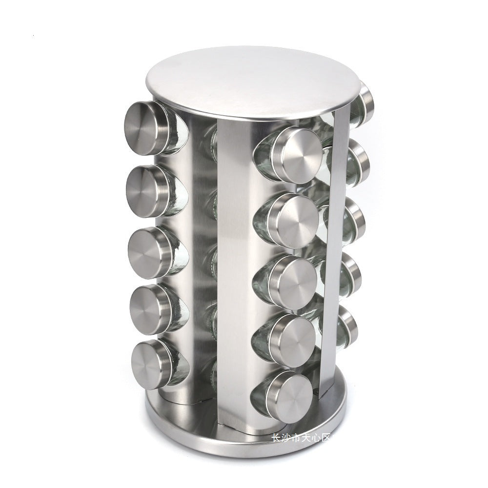 Rotating Spice Rack 🌿 Stainless Steel Seasoning Organizer Kitchen Storage Bottles