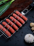 BBQ Grill Basket Non-Stick Sausage & Fish Grilling Clamp for Outdoor Cooking