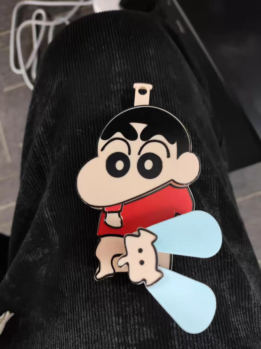 Crayon Shin-chan Handheld Fan 🌬️ Cute Cartoon Double-Blade Manual Summer Fan