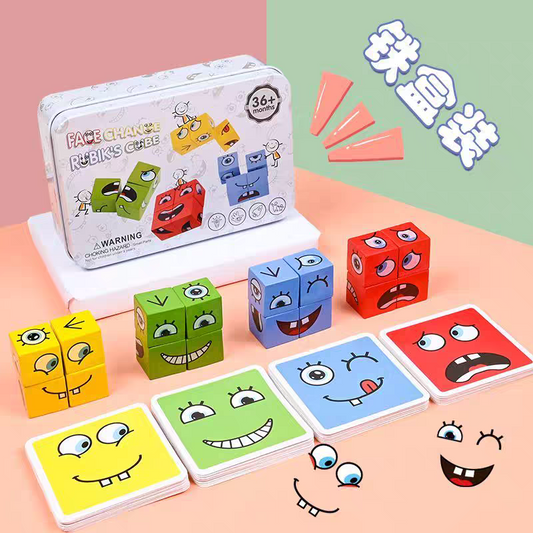 Face Changing Cube Game 🎭 Wooden Puzzle Blocks Kids Family Party Toy